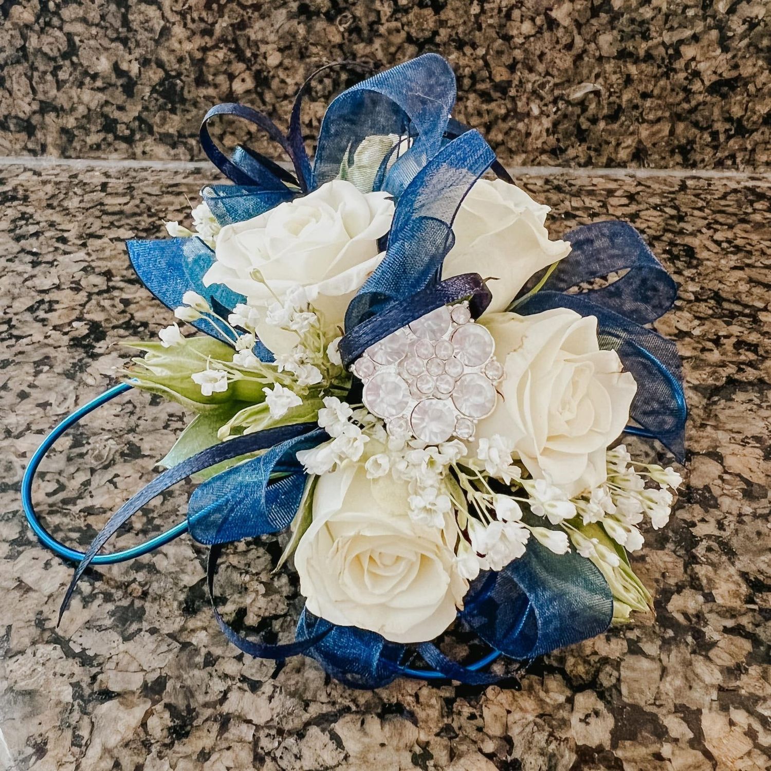 Blue ribbon corsage